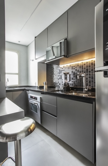 Fernando Piva - apto pequeno living cozinha americana